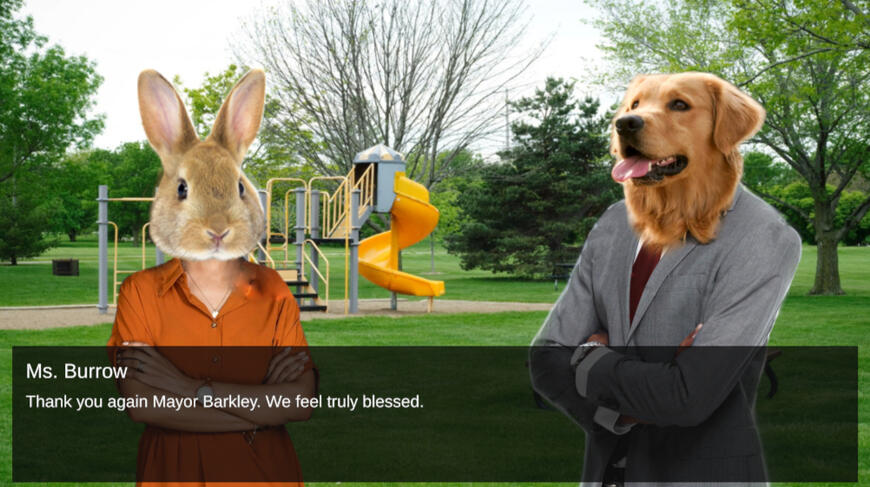 Mayor Barkley speaking with concerned mother Ms. Burrow